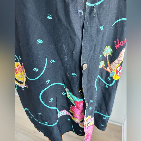 Vintage Hawaiian Shirt Hard Rock Cafe Honolulu Hawaii Xs Fit Retro Style - Picture 8 of 10